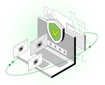 laptop with shield icon and password