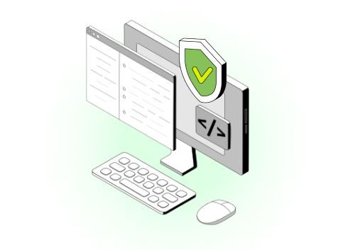 computer screen with shield icon and windows