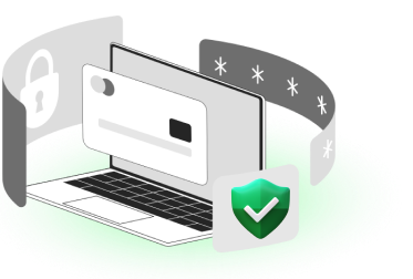 laptop with security and password icons