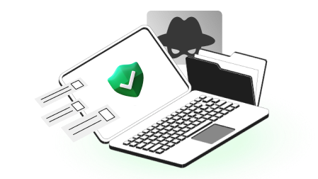 laptop with hacker icon