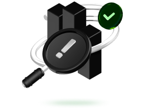 magnifying glass inspecting server stack